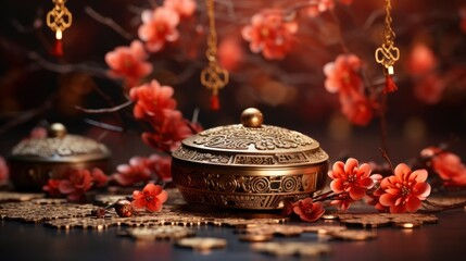 Obraz na płótnie Canvas Happy Chinese New Year Decoration With Lantern Gold, Happy New Year Background ,Hd Background
