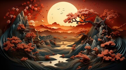 Mid Autumn Festival Banner Paper , Happy New Year Background ,Hd Background