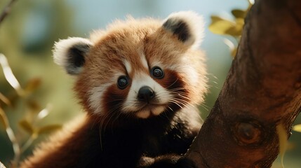 a red panda in a tree