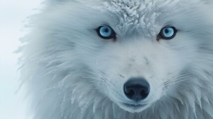 a white wolf with blue eyes