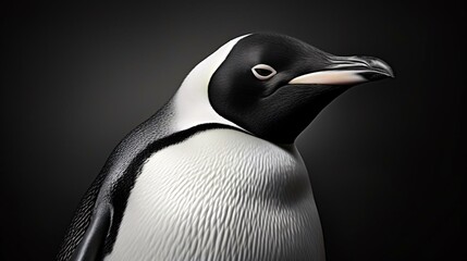 a penguin with a black background