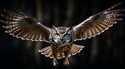 an owl flying in the sky