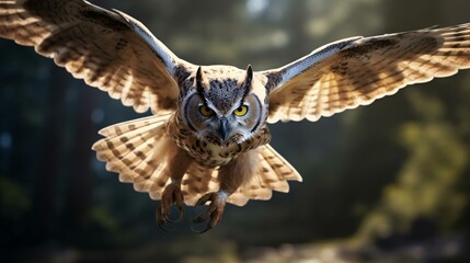 an owl flying in the air