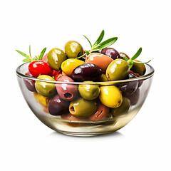 olives, green and black, isolated on a white background