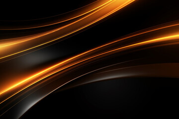 An Abstract Digital Wallpaper in 3D Rendering. Golden Neon Lines Ascending Gracefully Over a Stylish Black Background Radiant Elegance
