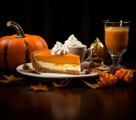 a slice of traditional pumpkin pie