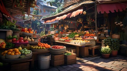 Fototapeta premium a fruit stand with fruits