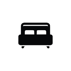 Bed icon. Simple style furniture company poster background symbol. Bed brand logo design element. Bed t-shirt printing. Vector for sticker.