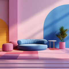 Colorful and vivid creative interior design, Generative AI