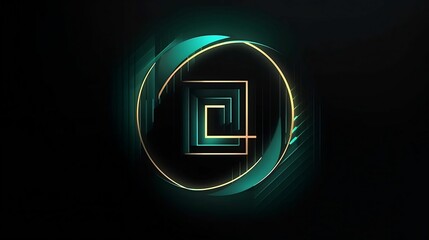 AI generated illustration of a logo with a mix of blue and green tones set against a black backdrop