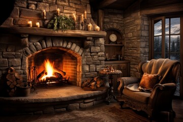 Images of crackling fireplaces bringing comfort in the cold