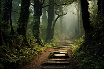 Foto op Canvas Intimate forest path disappearing into the wilderness © KerXing