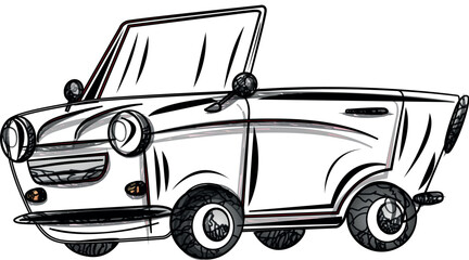 contour illustration, retro car, vector, universal