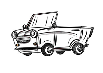 contour illustration, retro car, vector, universal