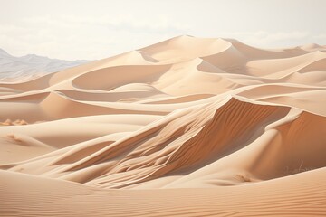 Fototapeta na wymiar Rolling sand dunes sculpted by the wind in a desert natural scene