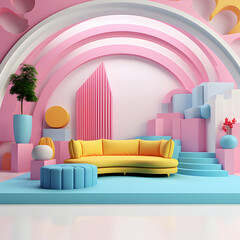 Colorful and vivid creative interior design, Generative AI
