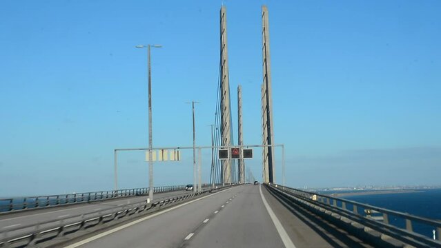 The Oresund bridge between Malmoe, Sweden and Copenhagen, Denmark, Scandinavia, Northern Europe, Europe