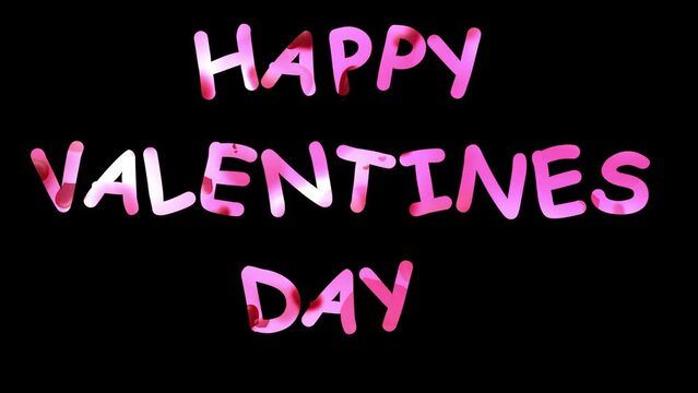 Happy Valentines Day motion graphics with plain black background