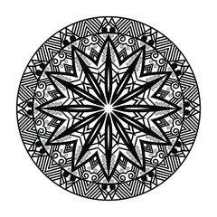 luxury lotus mandala art style with black and white color background vector