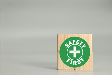 Employees safety awareness at workplace,safety banner,Safety first symbols, work safety