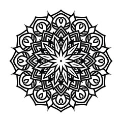abstract luxury new lotus mandala art style with creative black and white color background vector