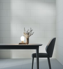 table in the evening with a candle and a lamp