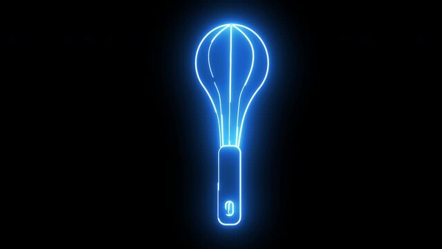 animated video of an egg beater icon with a glowing neon effect