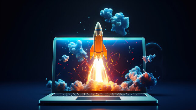 
startup growth Rocket Takes off From the Laptop