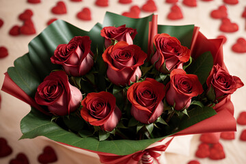 bouquet of roses and heart