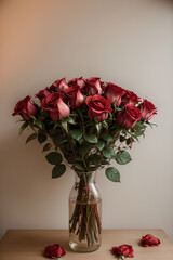 bouquet of red roses in vase