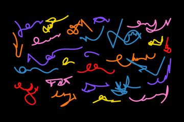 Fun colorful line doodle pattern. Creative art children or childish skribbl design with basic shapes. Vector illustration