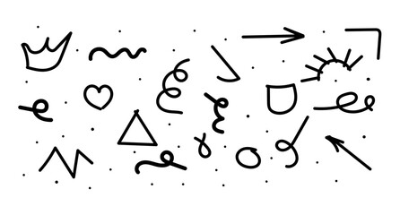 Fun colorful line doodle pattern. Creative art children or childish skribbl design with basic shapes. Vector illustration