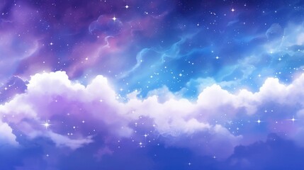 Shining starry sky Universe Fluffy clouds Handwritten background texture material, Generative AI - obrazy, fototapety, plakaty