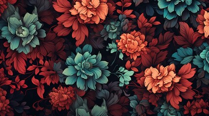 Vintage bouquet of flowers on a black background. Floral background.