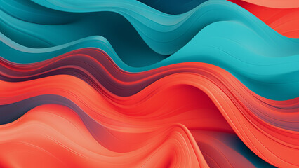 Teal and Coral Abstract Patterns Vibrant and Energetic