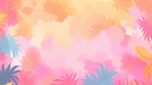 tropical cute happy abstract background material, Generative AI