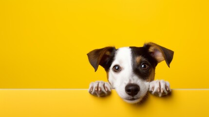jack russell terrier puppy on Yellow Background