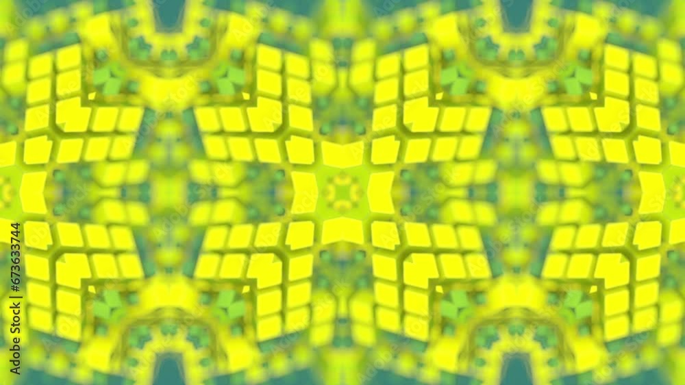 Fototapete Seamless loop animation with moving pattern of colored shapes. 3d rendering HD