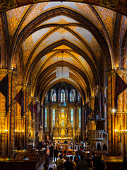 Inside St. Matthias church in Budapest