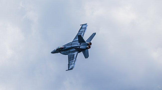 FA-18 Super Hornet with vapor and afterburner