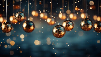 Lovely Christmas Balls With Golden Sparkles, Merry Christmas Background ,Hd Background