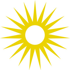 Sun icon. Yellow sun star icons or logo collection. Summer, sunlight, sunset, sunburst. Vector illustration.