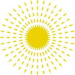 Sun icon. Yellow sun star icons or logo collection. Summer, sunlight, sunset, sunburst. Vector illustration.
