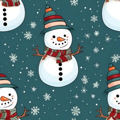 Snowman with scarf in Christmas pattern