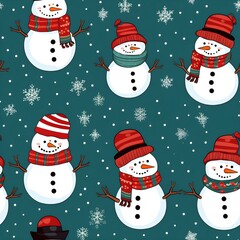 Snowman with scarf in Christmas pattern
