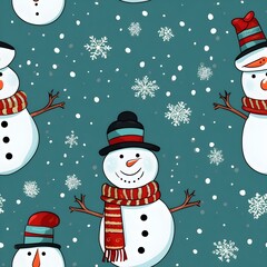 Snowman with scarf in Christmas pattern