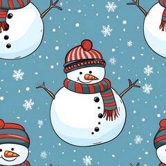 Snowman with scarf in Christmas pattern