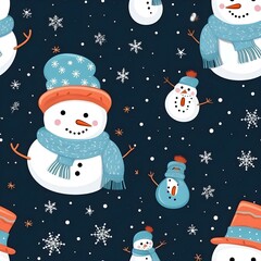 Snowman with scarf in Christmas pattern
