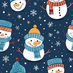 Snowman with scarf in Christmas pattern