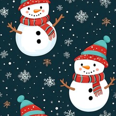 Snowman with scarf in Christmas pattern